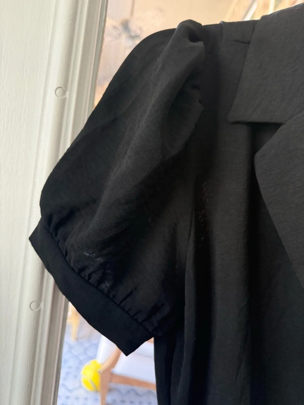 Monteau Black Midi Shirt Dress with Puff Sleeves - Picture 5 of 6